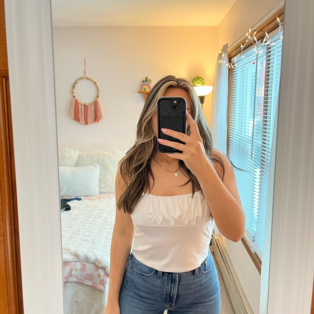 Forever 21 White Ruffled Camisole